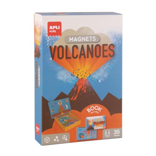 APLI Kids 20140 - Magnetisches Lernspiel Vulcanes, Tafel mit 35 Magnetteilen und Erläuterungskarten, für Kinder ab 5 Jahren empfohlen von APLI Kids