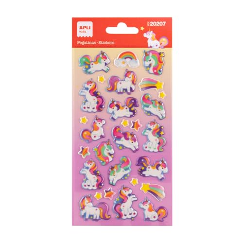 APLI Kids 20207 Sticker, Einhörner Puffy, 1 Bogen mit permanenten Aufklebern, ideal für Scrapbooking, Dekoration oder DIY APLI Kids 20207 Sticker, Einhörner Puffy, 1 Bogen mit permanenten Aufklebern, ideal für Scrapbooking, Dekoration oder DIY von APLI Kids