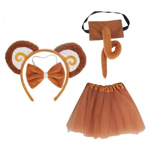 APLVFFZH 2 X Affenohren Und Schwanz Set, Affenohren, Stirnband, Langer Schwanz, Fliege, Tutu Kleid, Kinder, Cosplay Requisiten, Kostümzubehör für Festivals APLVFFZH 2 X Affenohren Und Schwanz Set, Affenohren, Stirnband, Langer Schwanz, Fliege, Tutu Kleid, Kinder, Cosplay Requisiten, Kostümzubehör für Festivals von APLVFFZH