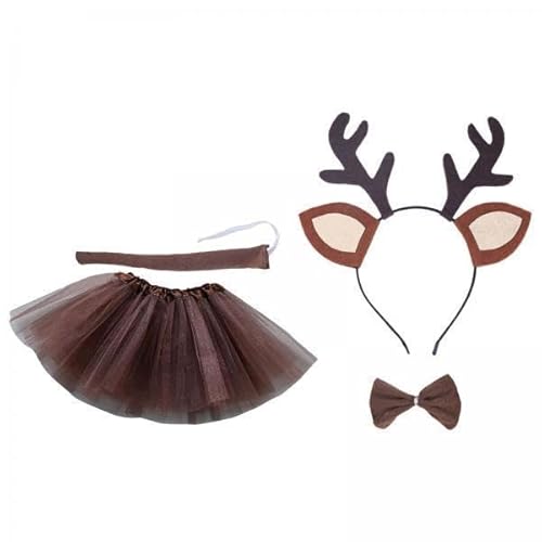 APLVFFZH 2x Rentier Kostüm Tutu Set, Haarband Outfit, Hirschkostüm Und Langer Schwanz für Karneval von APLVFFZH