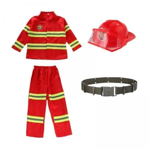 APLVFFZH 4 X Kinder Feuerwehrmann Kostüm, Rollenspiel für Partys, Kindergartenaktivitäten, Auftritte APLVFFZH 4 X Kinder Feuerwehrmann Kostüm, Rollenspiel für Partys, Kindergartenaktivitäten, Auftritte von APLVFFZH