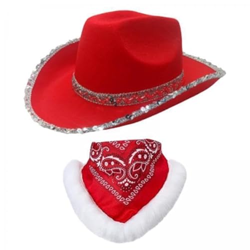 APLVFFZH 4x Weihnachts Cowgirl Hut mit Bandana, Weihnachts Cowgirl Hut für Kostümzubehör APLVFFZH 4x Weihnachts Cowgirl Hut mit Bandana, Weihnachts Cowgirl Hut für Kostümzubehör von APLVFFZH
