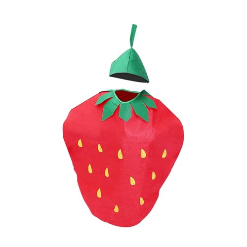 APLVFFZH Erwachsene Obstkostüm mit Kostümkleid Entzückendes Food Cosplay Kostüme mit Hut Outfit für Partyfestival Rollenspiele Karneval, Erdbeere von APLVFFZH