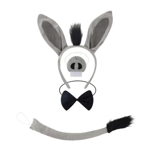 APLVFFZH Esel Kostüm Zubehör Set Ohren Stirnband und Schwanz zum Geburtstag, 4 Stück APLVFFZH Esel Kostüm Zubehör Set Ohren Stirnband und Schwanz zum Geburtstag, 4 Stück von APLVFFZH