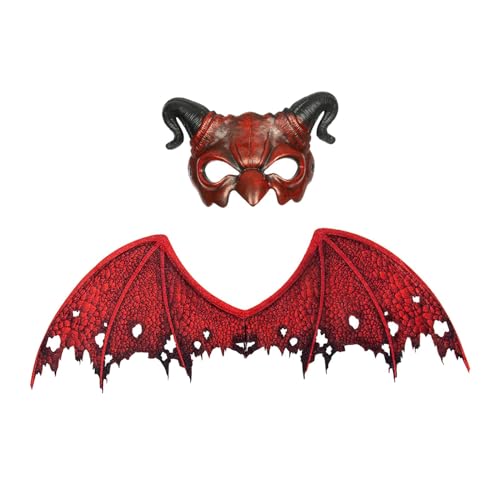 APLVFFZH Halloween Kostüm Fledermäuse Flügel Cosplay Prop Rollenspiel Requisiten Kostüm sflügel Drachenflügel für Cosplay Halloween, Flügel mit Maske von APLVFFZH