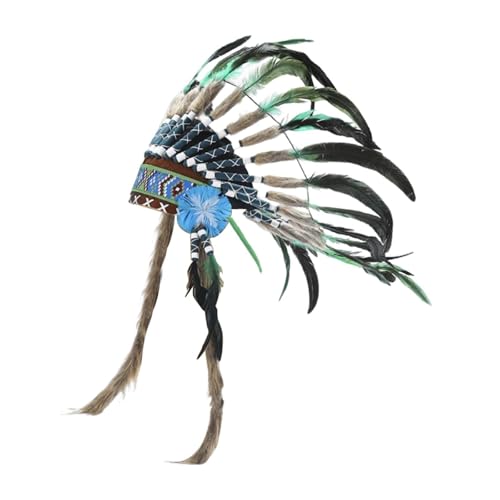 APLVFFZH Indianer Federkopfschmuck, Amerikanischer Häuptling Indianerhut für den Tanz von APLVFFZH