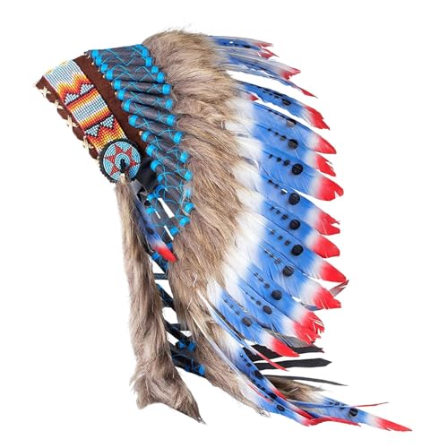 APLVFFZH Indianer-Kopfschmuck, Halloween, für Erwachsene, handgefertigt, Simulationsfeder-Kopfschmuck von APLVFFZH