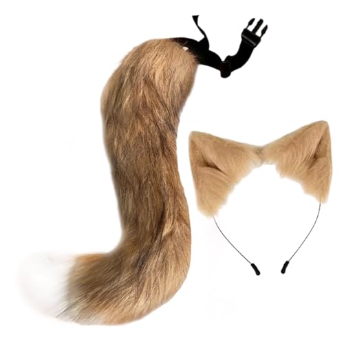 APLVFFZH Katzen-Fuchsohren und Schwanz-Set, Ohr-Stirnband für Bühnenauftritte, Braun APLVFFZH Katzen-Fuchsohren und Schwanz-Set, Ohr-Stirnband für Bühnenauftritte, Braun von APLVFFZH