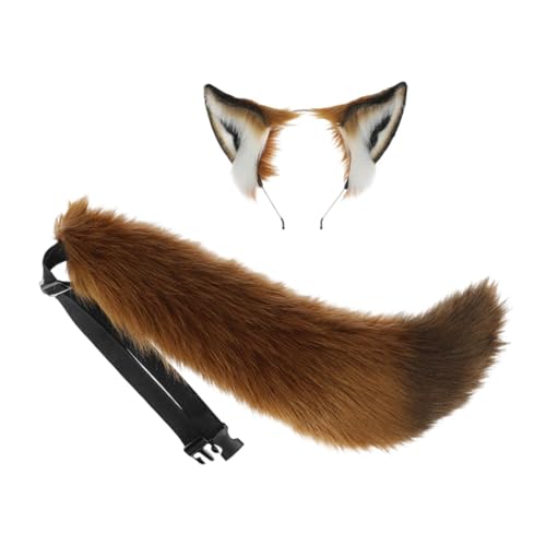 APLVFFZH Kopfbedeckung mit Fuchsohren und -Schwanz, realistischer, Verstellbarer Gürtel für Damen, Cosplay-Requisiten, Schnallenriemen APLVFFZH Kopfbedeckung mit Fuchsohren und -Schwanz, realistischer, Verstellbarer Gürtel für Damen, Cosplay-Requisiten, Schnallenriemen von APLVFFZH