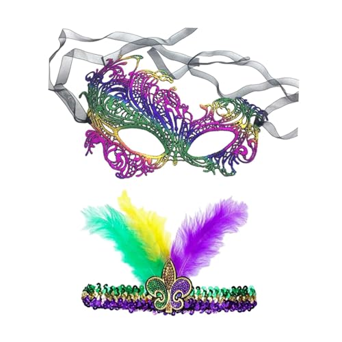 APLVFFZH Maskerade Maske Und Pailletten Stirnband, Mardi Gras Maske für Bühnenauftritte von APLVFFZH