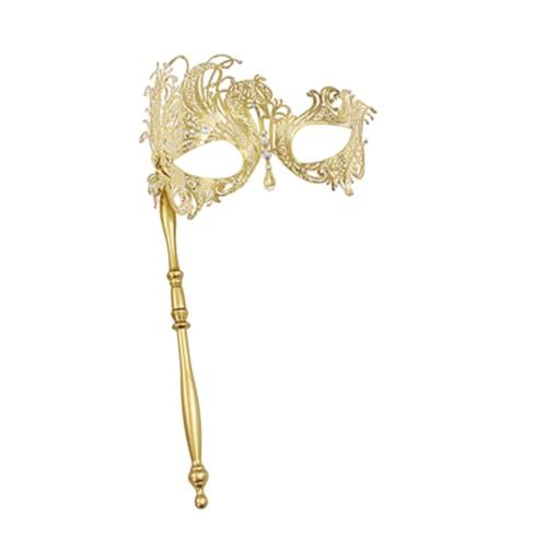 APLVFFZH Maskerade -Maske mit Stick Party Face Maske Kostümzubehör für Kostümkarneval, Gold von APLVFFZH
