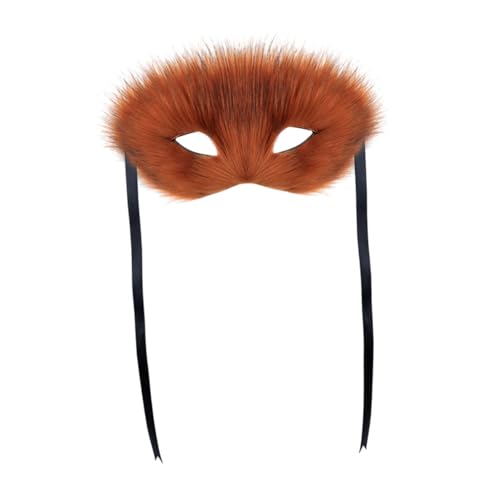 APLVFFZH Pelzfuchs Gesichtsmaske Venezianische Partymaske für das Play Festival Prom Medieval, Braun von APLVFFZH