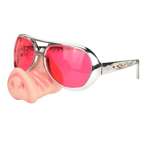 APLVFFZH Schweinchen Brille mit Riesennase, Party Accessoire für Maskerade Und Fasching, Rot von APLVFFZH