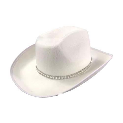 APLVFFZH Western Cowboy Hat Kostümhut Mode Erwachsene komfortable Cowgirl Hat Cowgirl und Spielen für Performance Beach Cosplay, B Type White von APLVFFZH
