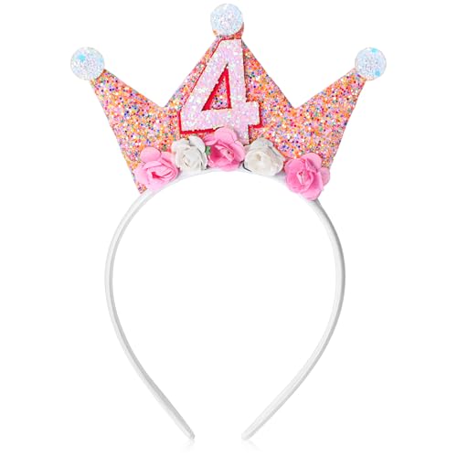 APLZGMG Kleinkind Geburtstagskrone, Geburtstagsmädchen Krone Stirnband, 4. Geburtstags-Stirnband, Geburtstagskrone für Mädchen, Prinzessin Tiara, Blumen Tiara Stirnbänder für Geburtstagsmädchen APLZGMG Kleinkind Geburtstagskrone, Geburtstagsmädchen Krone Stirnband, 4. Geburtstags-Stirnband, Geburtstagskrone für Mädchen, Prinzessin Tiara, Blumen Tiara Stirnbänder für Geburtstagsmädchen von APLZGMG