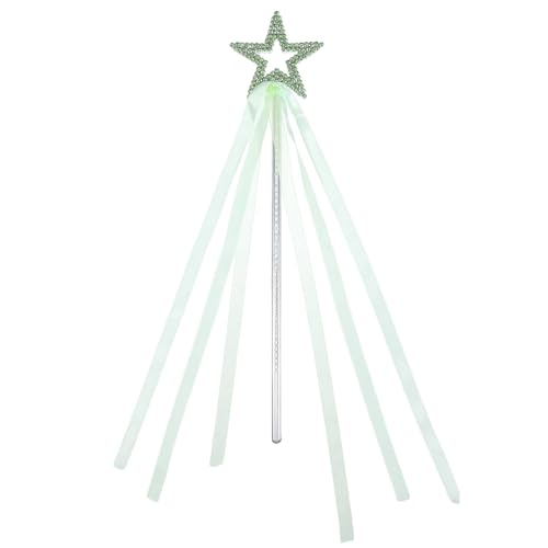 APLZGMG Star Fairy Zauberstab mit Band, 33 cm Prinzessin Zauberstäbe, Zauberstäbe für Kostüm Geburtstagsfeier Hochzeit Halloween Weihnachten Cosplay, Zauberstab für Engel verkleiden (Grün) von APLZGMG
