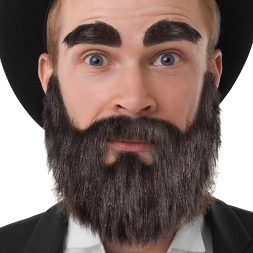 Halloween Schnurrbart und Augenbrauen Set, Selbstklebend Fake Bart Augenbrauen, Braun Gefälschte Bärte Realistischerfür Cosplay Zubehör, Theme Party Weihnachten und Halloween von APLZGMG