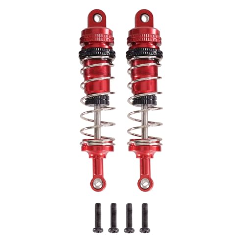 APMXQWIL Rc Upgrade StoßDäMp Kompatibel Mit WLtoys 144001 144002 144010 124019 RC Auto Upgrade Teile Metall 2 Stück Öltyp Stoßdämpfer Verstellbar(Red) von APMXQWIL