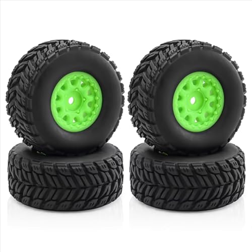 Kompatibel Mit ARRMA Für Mojave Für GROM 1/14 RC-Auto-Upgrade-Teile Ersatzzubehör WOWFU-4Pcs Räder Felgen Mit Reifen RC-Reifen(Green) von APMXQWIL