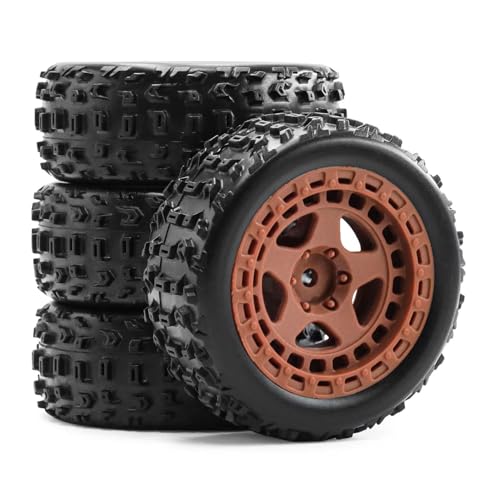 Kompatibel Mit Arrma Für Typhon Für Grom 1/18 RC-Auto-Upgrade-Teile Zubehör 4 Stück 69 Mm Gummireifen Reifen 12 Mm Sechskant RC-Reifen(Brown) von APMXQWIL