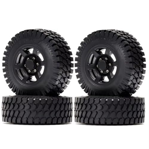Kompatibel Mit Axial D90 TF2 Für Tamiya Für LC80 1/10 RC Crawler Autoteile 4 Stück 1,55 Beadlock Kunststofffelgennabe Gummi 78MM Reifen RC-Reifen(Black) von APMXQWIL