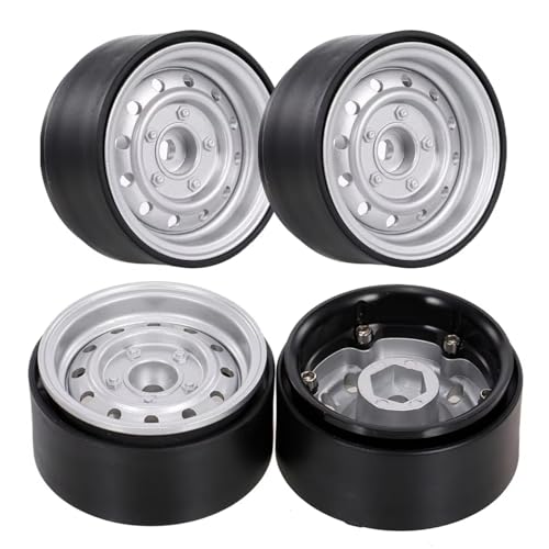 Kompatibel Mit Axial Für SCX10 90046 D90 Für Traxxas Für TRX-4 1/10 RC Crawler Autoteile, 4 Stück 1,9 Zoll Beadlock 12-Loch-Felgennabe RC-Reifen(Silver) von APMXQWIL