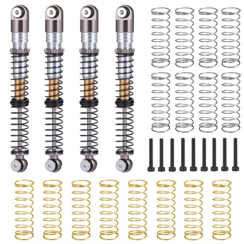 Kompatibel Mit Axial Für SCX24 Für Deadbolt Für Gladiator C10 1/24 RC-Autoteile 4 Stück 53 Mm Stoßdämpfer Aus Aluminiumlegierung RC Stoßdämpfer(Silver) von APMXQWIL
