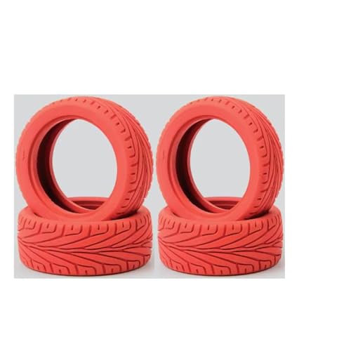 Kompatibel Mit HSP Für HPI Für Redcat Für Tamiya Für Kyosho Für Sakura 1/10 RC-Straße, Rallye-Auto, Rennteile, 4 Stück, 68 Mm Reifen RC-Reifen(Red) von APMXQWIL