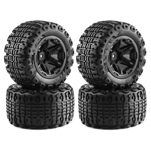 Kompatibel Mit MJX Für Hyper Go H16 16207 16208 16209 16210 1/16 RC-Autoteile, 4 Stück, Gummiradreifen Mit 104 Mm Durchmesser Und 12 Mm Sechskant RC-Reifen(Black) von APMXQWIL