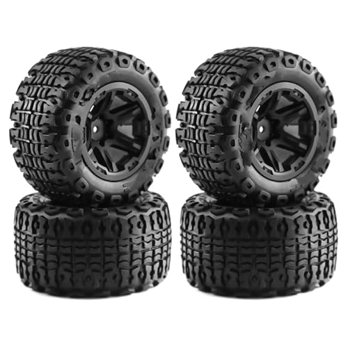 Kompatibel Mit MJX Für Hyper Go H16 16207 16208 16209 16210 1/16 RC-Autoteile, 4 Stück, Gummiradreifen Mit 104 Mm Durchmesser Und 12 Mm Sechskant RC-Reifen(Black) von APMXQWIL