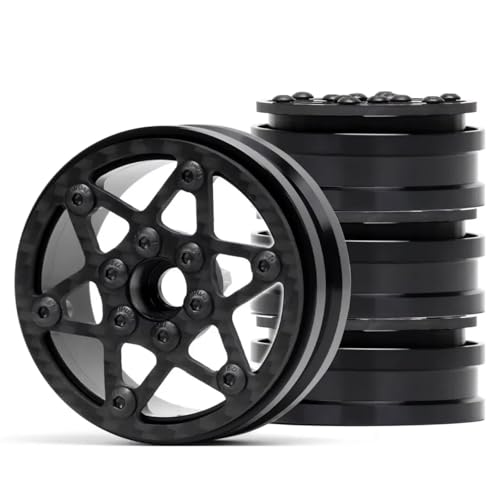 Kompatibel Mit SCX10 VS4-10 AXI03007 Für Bronco TF2 F350 D90 1/10 RC-Auto, 4-teilige Teile, 0,35 Mm Aluminium-Kohlefaser-Beadlock, 1,9-Zoll-Felge RC-Reifen von APMXQWIL