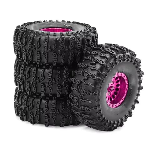 Kompatibel Mit TRX4M Für SCX24 1/18 RC Crawler Auto-Upgrade-Teile, Zubehör, 4 Stück 63 Mm 1,0 Zoll Metall-Beadlock-Radreifensatz RC-Reifen(Pink) von APMXQWIL
