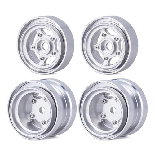 Kompatibel Mit Tamiya Frog Sand Scorcher Grasshopper Für Hornet 1/10 RC Für Buggy-Autoteile, 4-teilige Beadlock-Felgennabe Aus Aluminiumlegierung RC-Reifen(Silver) von APMXQWIL