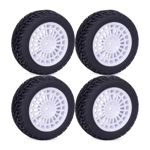 Kompatibel Mit Tamiya Für TT01 Für TT02 144001 Für HSP Für HPI 1/10 1/14 1/16 RC-Autoteile, 75 Mm Aufgeklebte Kunststofffelgen Auf Der Straßenreifen RC-Reifen(White) von APMXQWIL