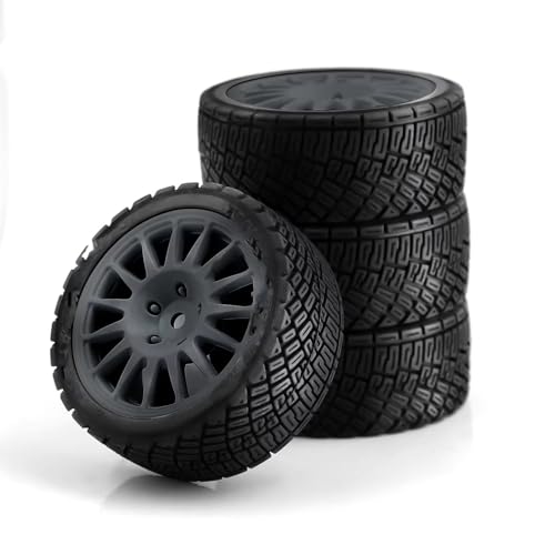 Kompatibel Mit Tamiya Für TT01 Für TT02 XV01 TA06 PTG-2 Für HPI WR8 Für HSP 1/10 RC-Auto-Upgrade-Teile 4-teiliges/Set Reifen Auf Der Straße Reifenrad RC-Reifen(Gray) von APMXQWIL