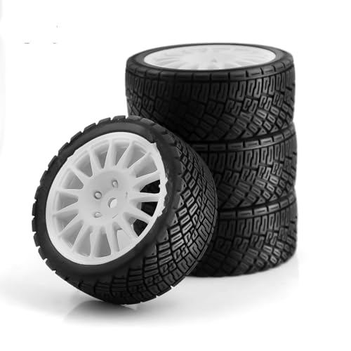 Kompatibel Mit Tamiya Für TT01 Für TT02 XV01 TA06 PTG-2 Für HPI WR8 Für HSP 1/10 RC-Auto-Upgrade-Teile 4-teiliges/Set Reifen Auf Der Straße Reifenrad RC-Reifen(White) von APMXQWIL