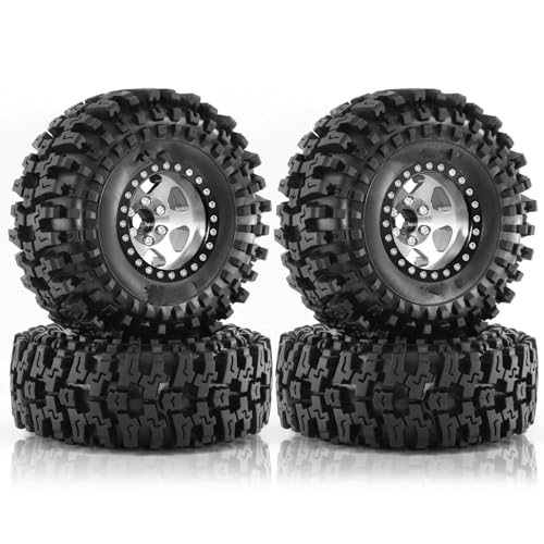 Kompatibel Mit Traxxas Für TRX4 D90 Für Axial Für SCX10 II III RS 1/10 RC-Autoteile, 120 Mm Metall, 1,9 Zoll Beadlock-Felge, Gummireifen RC-Reifen(White) von APMXQWIL