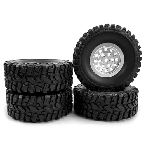 Kompatibel Mit WPL C14 C24 C34 C44 B14 B24 Für MN D90 Für MN99s RC-Auto-Upgrade-Teile Metallfelge Gummireifen-Reifensatz Zubehör Teile RC Autos(Silver) von APMXQWIL