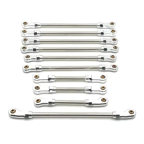 Kompatibel Mit Wltoys 104006 104010 104020 104026 1/10 RC-Auto-Upgrade-Teile Zubehör 10 Stück Verstellbare Lenkstange Aus Metall Zubehör Teile RC Autos(Silver) von APMXQWIL