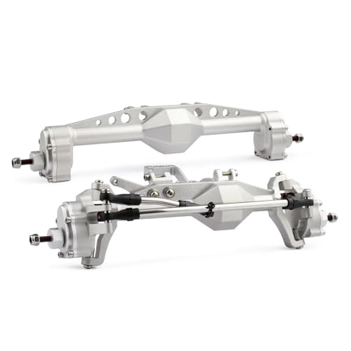 RC Autoteile Kompatibel Mit Axial Für Capra Für SCX10 III Für LCG RC-Autoteile, Bearbeitete Aluminium-Offset-Portalachse Mit BAT-Servohalterung(Silver,1 Set) von APMXQWIL