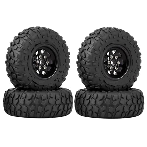 RC Autoteile Kompatibel Mit Axial Für SCX24 AX24 Für TRX4M 1/18 1/24 RC Crawler Auto 4 Stücke 50mm Metall 1,0 "Beadlock Deep Dish Rad Reifen Set(Black) von APMXQWIL