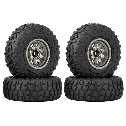 RC Autoteile Kompatibel Mit Axial Für SCX24 AX24 Für TRX4M 1/18 1/24 RC Crawler Auto 4 Stücke 50mm Metall 1,0 "Beadlock Deep Dish Rad Reifen Set(Gray) von APMXQWIL