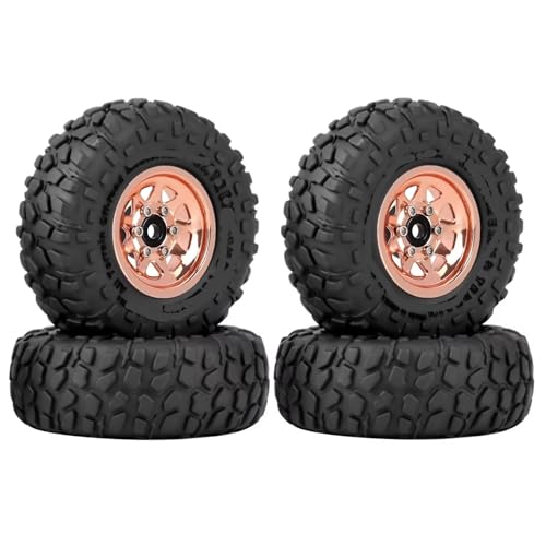 RC Autoteile Kompatibel Mit Axial Für SCX24 AX24 Für TRX4M 1/18 1/24 RC Crawler Auto 4 Stücke 50mm Metall 1,0 "Beadlock Deep Dish Rad Reifen Set(Orange) von APMXQWIL