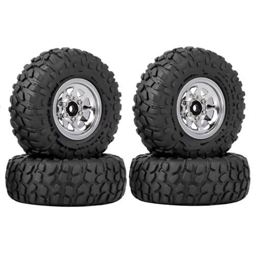 RC Autoteile Kompatibel Mit Axial Für SCX24 AX24 Für TRX4M 1/18 1/24 RC Crawler Auto 4 Stücke 50mm Metall 1,0 "Beadlock Deep Dish Rad Reifen Set(Silver) von APMXQWIL