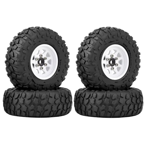 RC Autoteile Kompatibel Mit Axial Für SCX24 AX24 Für TRX4M 1/18 1/24 RC Crawler Auto 4 Stücke 50mm Metall 1,0 "Beadlock Deep Dish Rad Reifen Set(White) von APMXQWIL