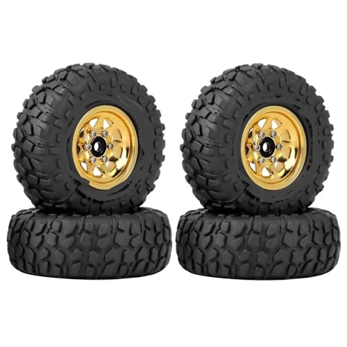 RC Autoteile Kompatibel Mit Axial Für SCX24 AX24 Für TRX4M 1/18 1/24 RC Crawler Auto 4 Stücke 50mm Metall 1,0 "Beadlock Deep Dish Rad Reifen Set(Yellow) von APMXQWIL