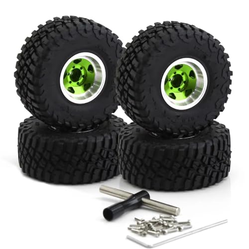 RC Autoteile Kompatibel Mit Axial Für SCX24 Für AX24 Für TRX4M Für FCX24 1/18 1/24 RC Teile 4 Stücke 57mm Metall 1,0 "Beadlock Felge Gummi Reifen Set(Green) von APMXQWIL