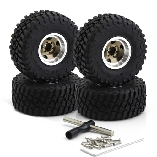 RC Autoteile Kompatibel Mit Axial Für SCX24 Für AX24 Für TRX4M Für FCX24 1/18 1/24 RC Teile 4 Stücke 57mm Metall 1,0 "Beadlock Felge Gummi Reifen Set(Yellow) von APMXQWIL
