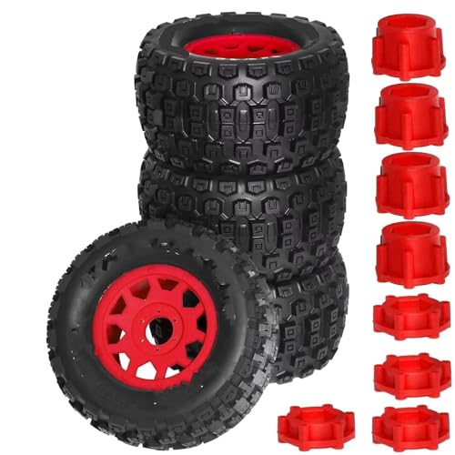 RC Autoteile Kompatibel Mit Sledge Für ARRMA Für KRATON Für Outcast Für Tamiya RC-Auto 4 Stück 175 Mm 1/7 1/8 Für Monster Stunt Truck Reifen 17 Mm Radsechskant(Red) von APMXQWIL