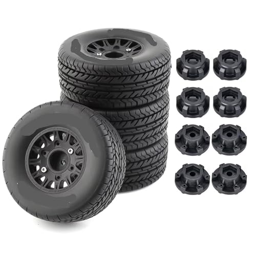 RC Autoteile Kompatibel Mit TRAXXAS Für Slash Für ARRMA SCTX10 RC Auto 4 Stück 113 Mm 1/8 1/10 Short Course Truck Reifen Mit 12 Mm 14 Mm 17 Mm Radsechskant(Black) von APMXQWIL